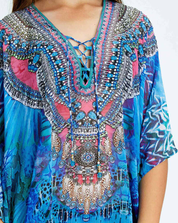 Kaiami Girls Blue Jay Kaftan Beach Cover for Womens