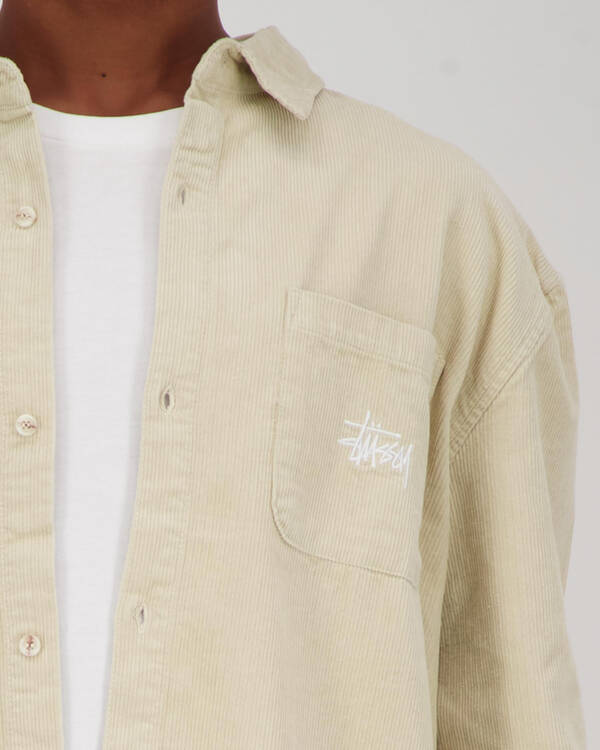 Stussy Pearl Wide Wale Cord Long Sleeve Shirt for Mens