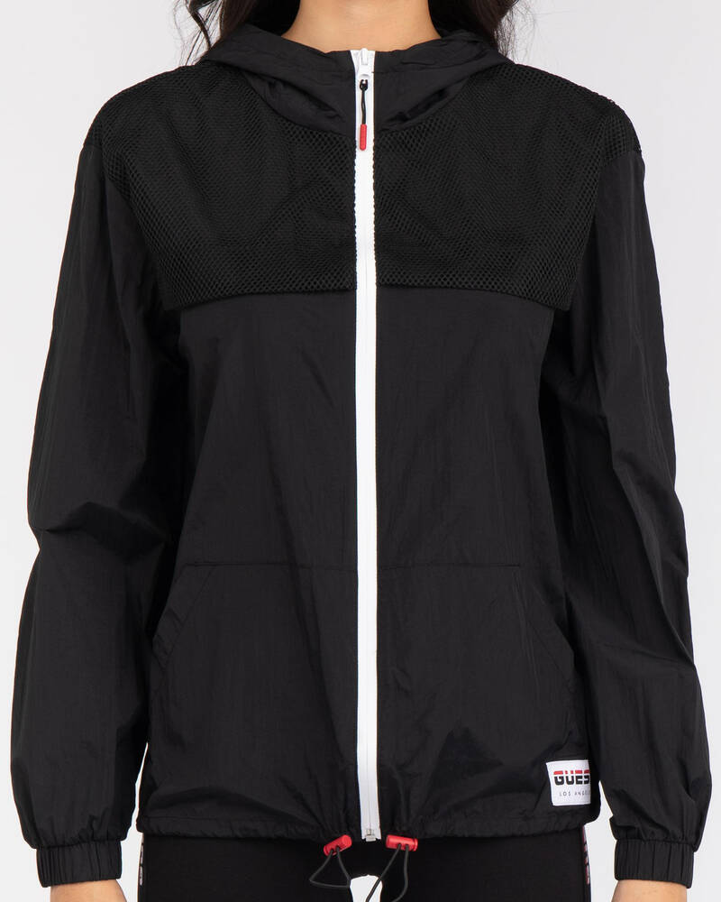 GUESS Jeans Active Mesh Sport Hooded Jacket for Womens