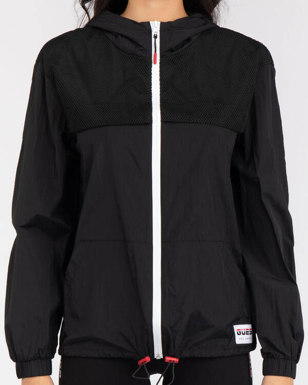 GUESS Jeans Active Mesh Sport Hooded Jacket for Womens