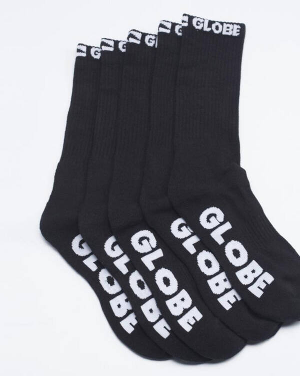 Globe Black Out Crew Socks 5 Pack for Mens