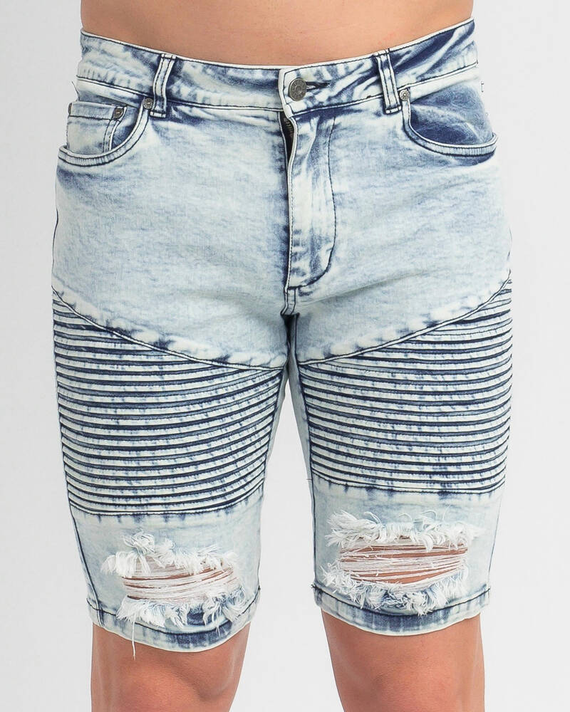 Lucid Grid Denim Shorts for Mens