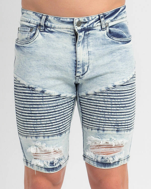 Lucid Grid Denim Shorts for Mens