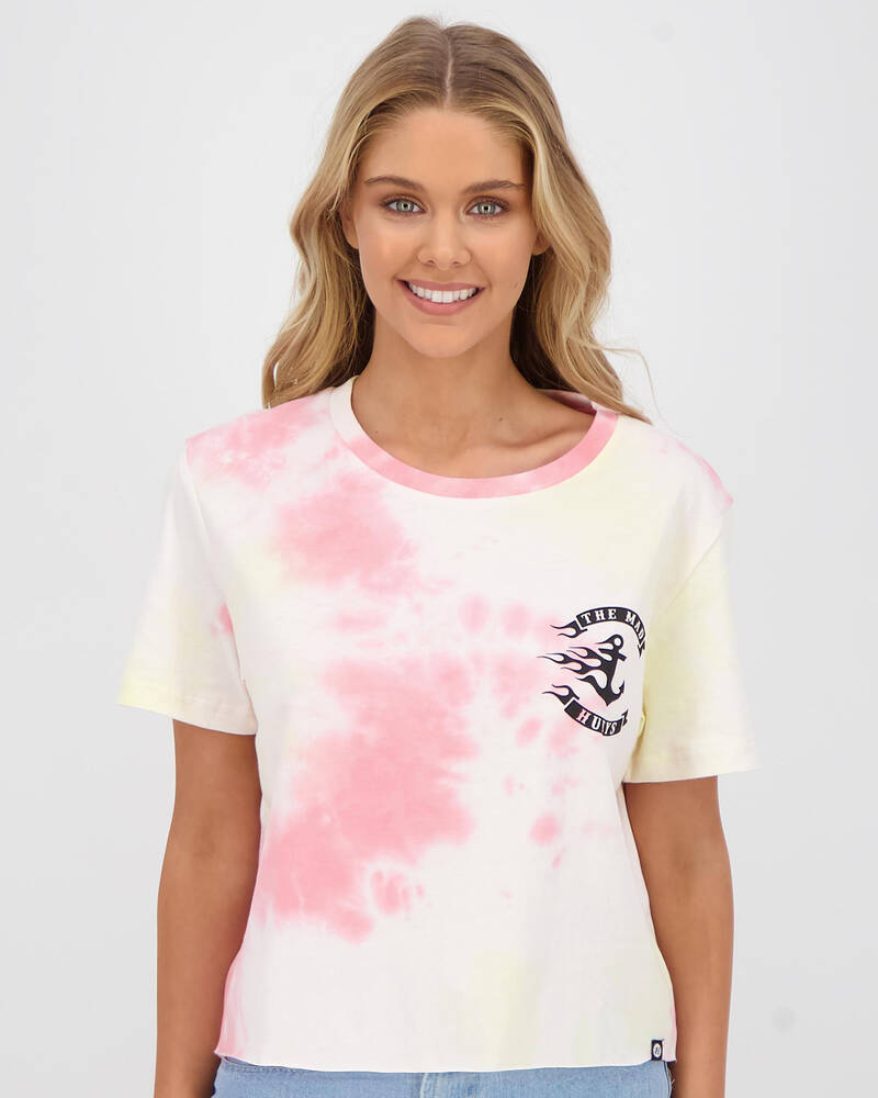 The Mad Hueys Flamin' Anchor Tie Dye T-Shirt for Womens
