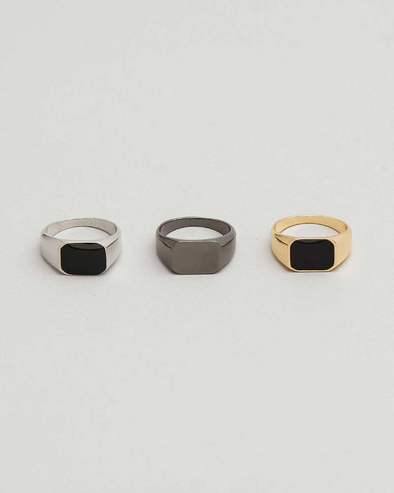 REPUBLIK 3 Pack Blackstone Ring for Mens
