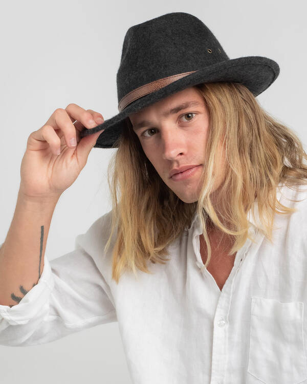 Billy Bones Club Shadow Grey Fedora Hat for Mens