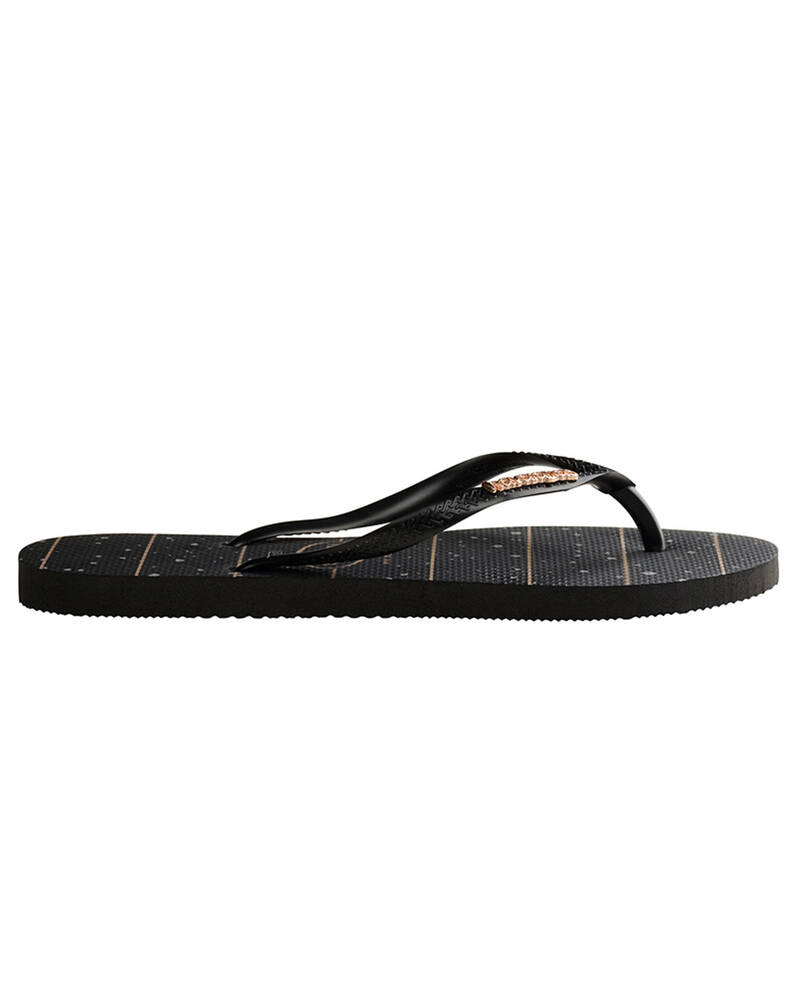 Havaianas Slim Metal Logo Prints Thongs for Womens