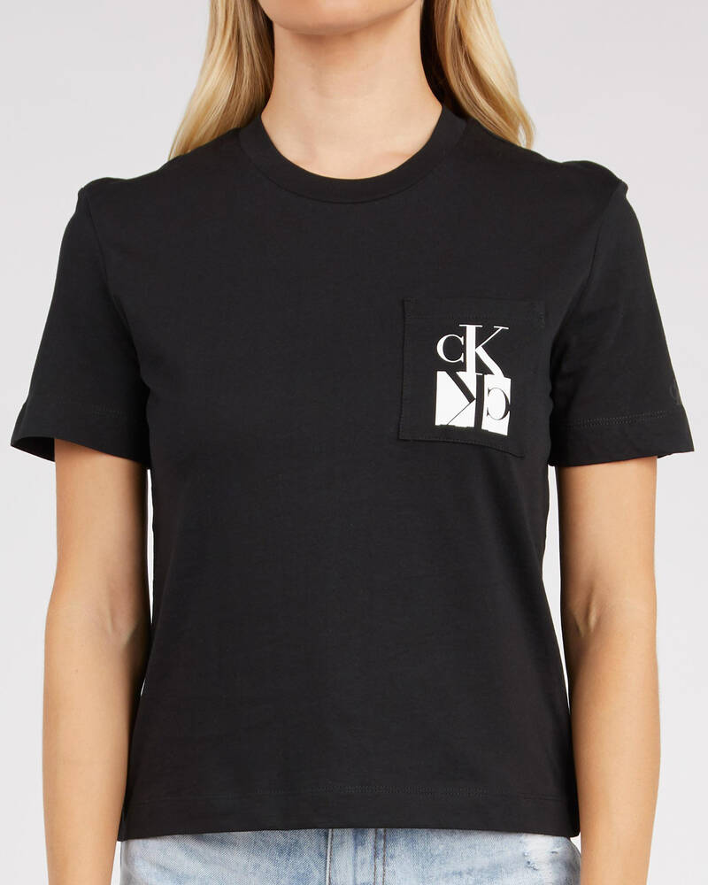 Calvin Klein Jeans Mirrored Monogram Pocket T-Shirt for Womens
