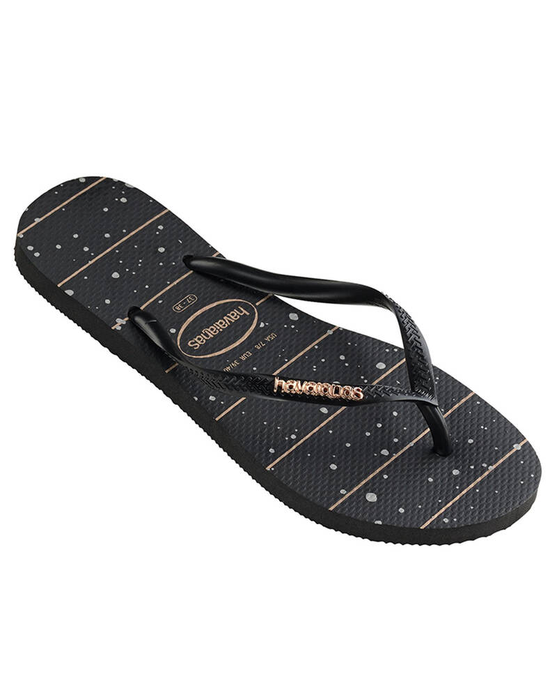 Havaianas Slim Metal Logo Prints Thongs for Womens