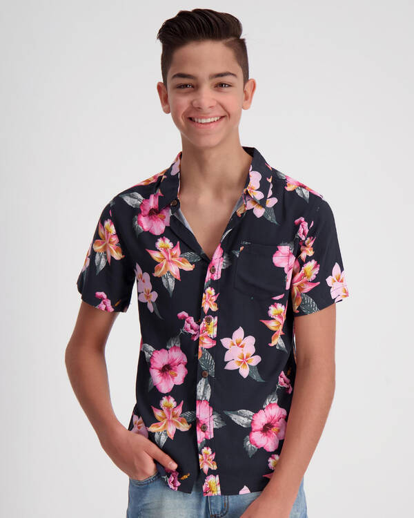 Skylark Boys' Hibiscus Short Sleeve Shirt for Mens
