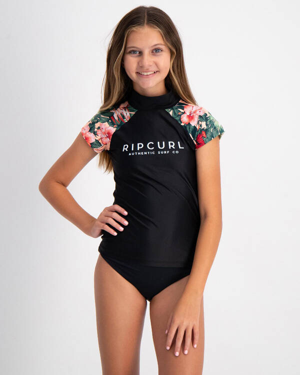 Rip Curl Girls Breaker Cap Sleeve Rash Vest for Womens