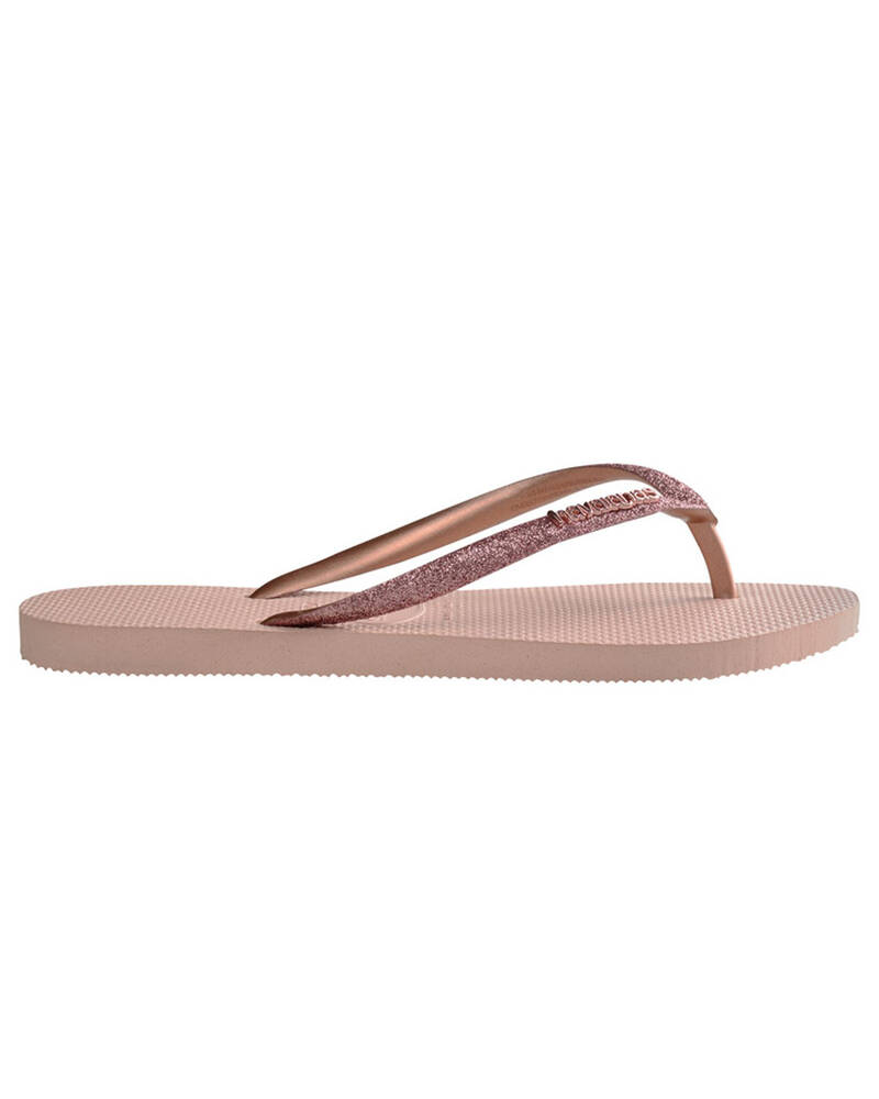 Havaianas Slim Metal Logo Glitter Thongs for Womens