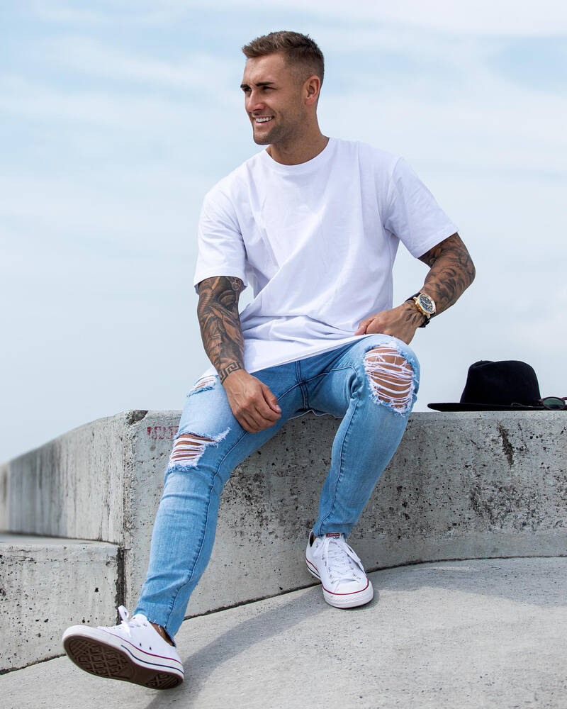 Black Palms The Skinny Crop Jeans for Mens