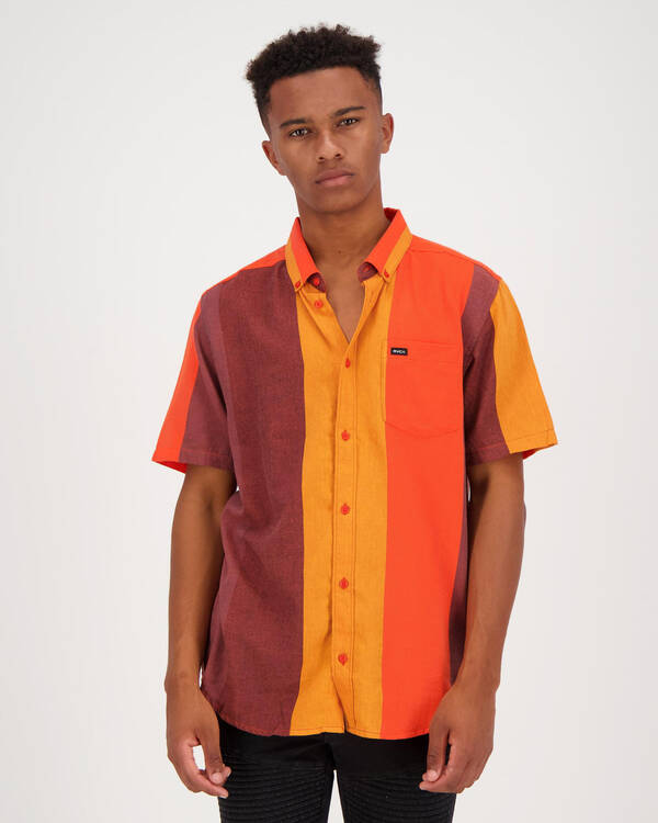 RVCA Split Stripe Short Sleeve Shirt for Mens