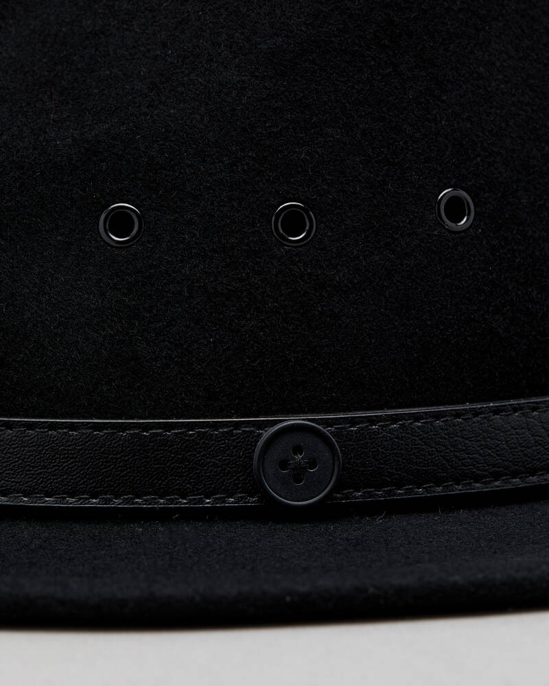 Billy Bones Club Black Matter Fedora Hat for Mens