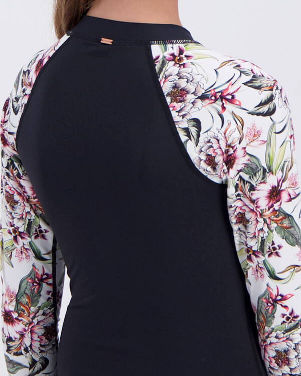 Topanga Girls White Orchid Long Sleeve Rash Vest for Womens