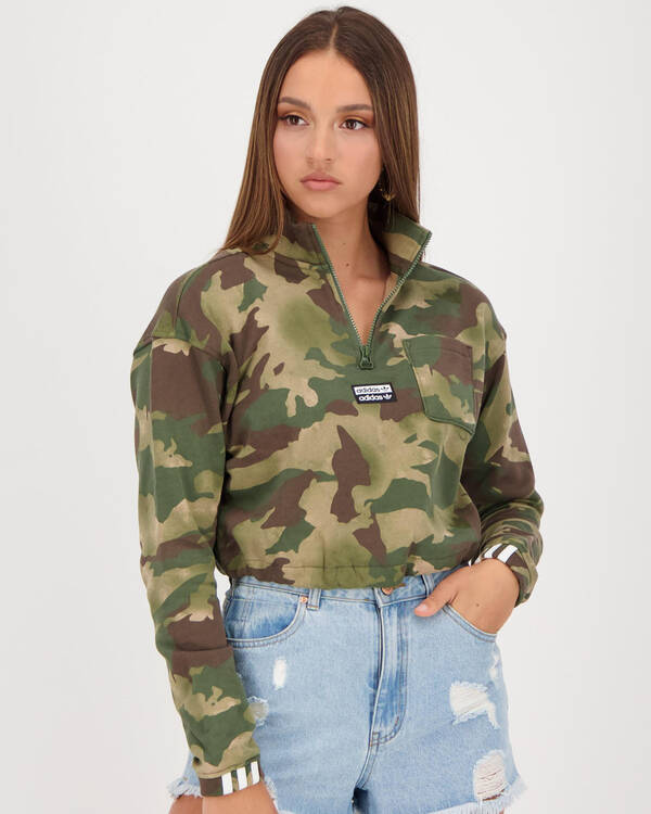 Adidas Half Zip Camo Sweatshirt for Womens