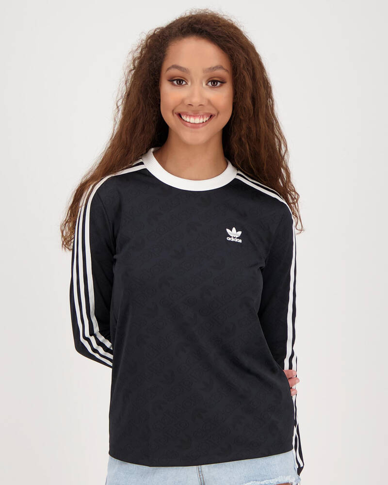 Adidas 3 Stripe All Over Long Sleeve T-shirt for Womens