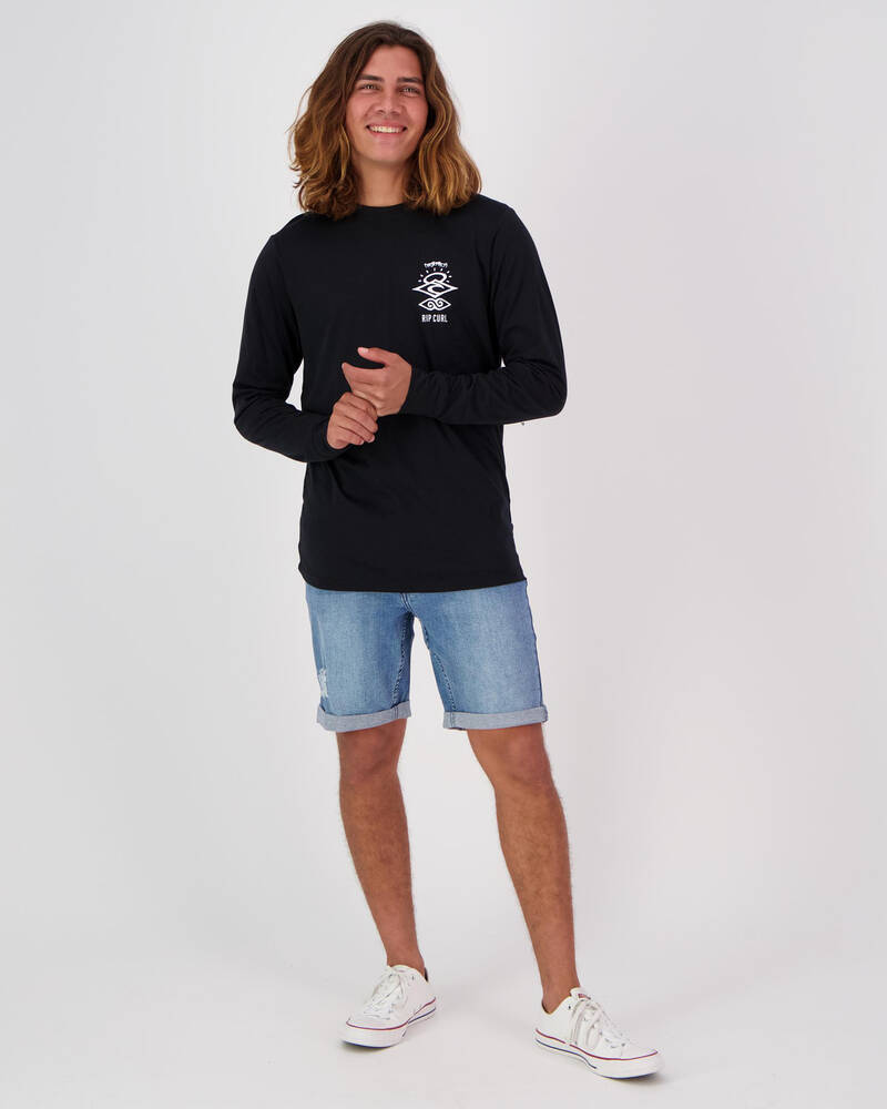 Rip Curl Search Logo Long Sleeve Rash Vest for Mens