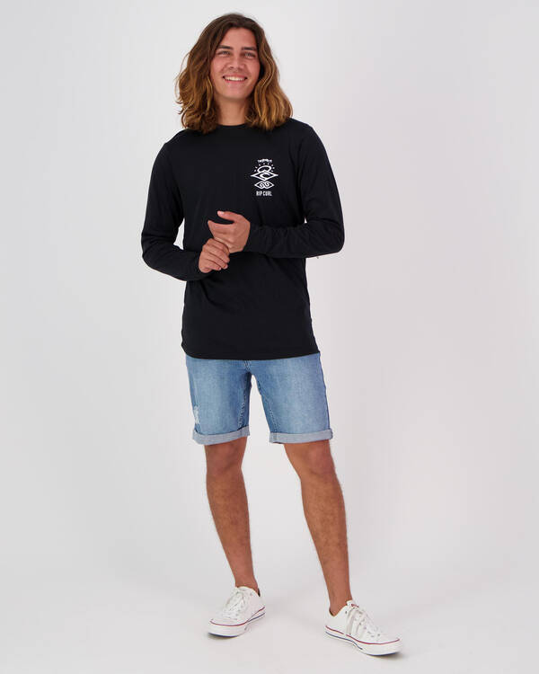 Rip Curl Search Logo Long Sleeve Rash Vest for Mens