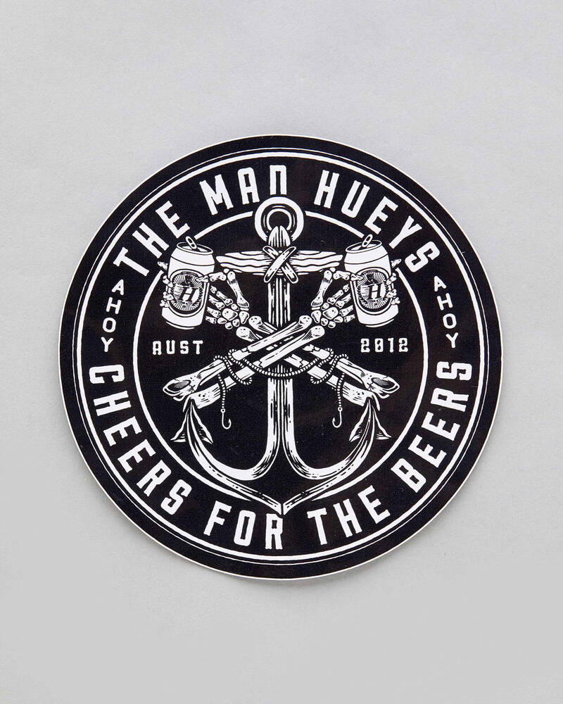 The Mad Hueys Cheers Sticker for Mens