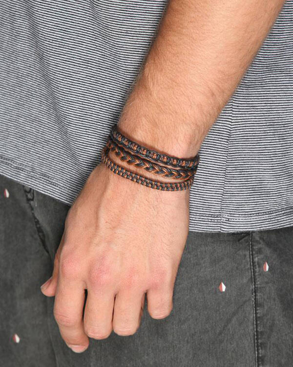 Classics 77 3 Plaited Cord Bracelet Set for Mens