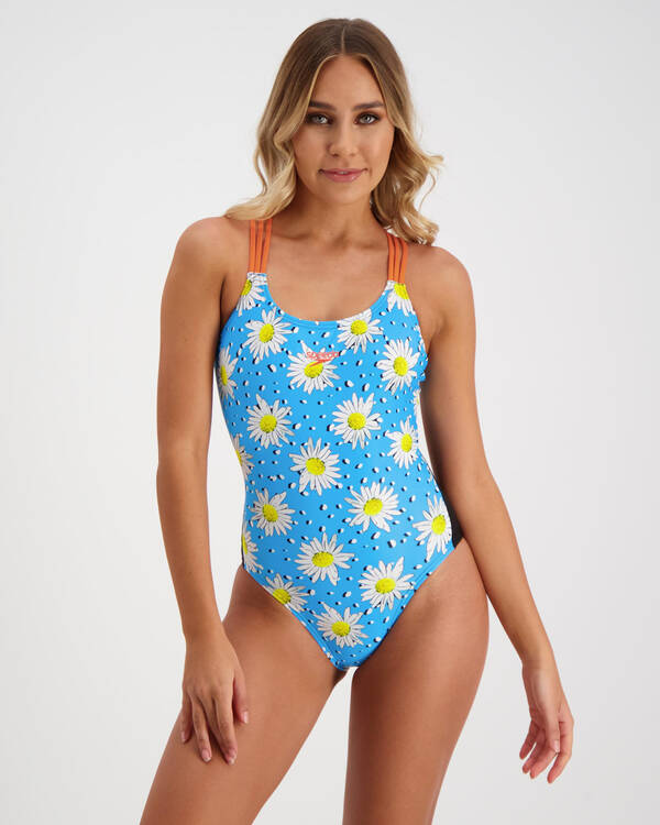 Speedo Ditsy Daisy Cross Back One Piece Swimsuit for Womens