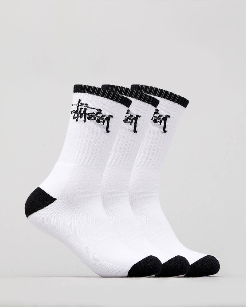 Stussy Graffiti 3 Pack Crew Socks for Mens