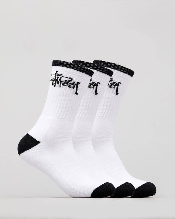 Stussy Graffiti 3 Pack Crew Socks for Mens