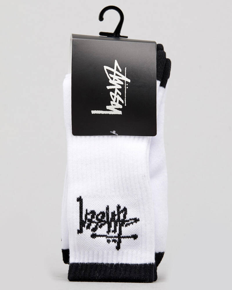 Stussy Graffiti 3 Pack Crew Socks for Mens