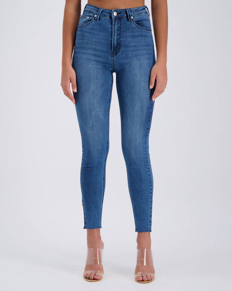 Black Palms High Skinny Jeans for Womens