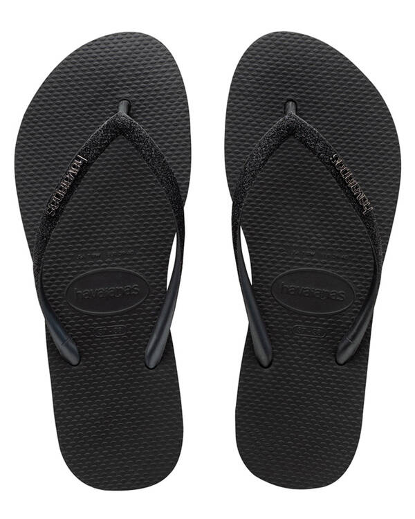 Havaianas Slim Metal Logo Glitter Thongs for Womens