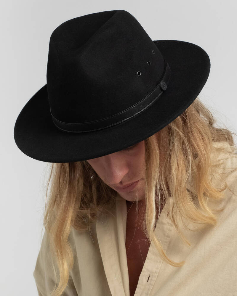 Billy Bones Club Black Matter Fedora Hat for Mens
