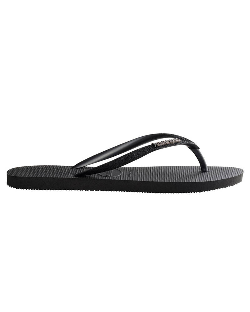 Havaianas Slim Metal Logo Glitter Thongs for Womens