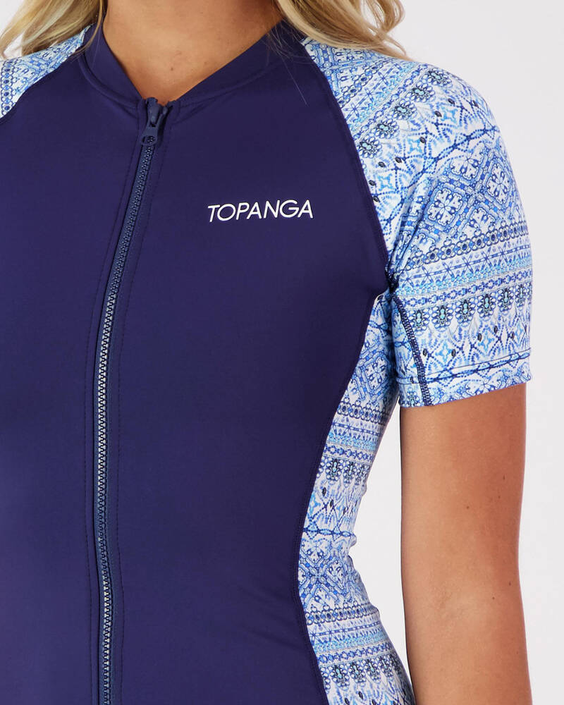 Topanga Crystal Jewel Short Sleeve Rash Vest for Womens