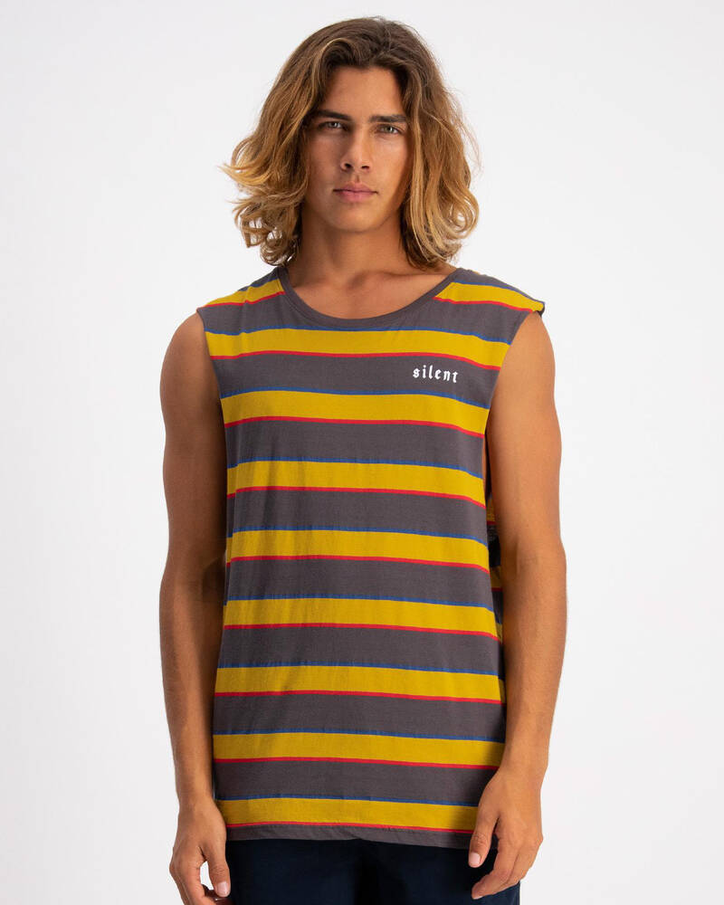 Silent Theory Flagged Stripe Muscle Tank for Mens