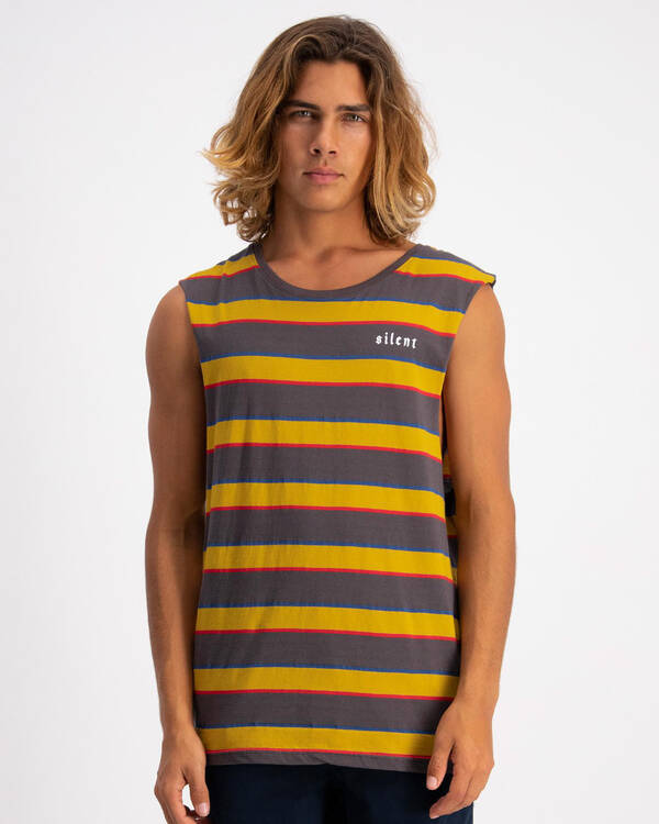 Silent Theory Flagged Stripe Muscle Tank for Mens