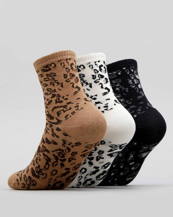 Stussy Womens Leopard Sock Pack for Womens