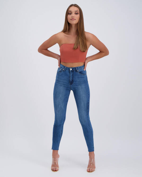 Black Palms High Skinny Jeans for Womens