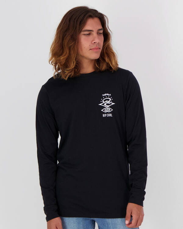 Rip Curl Search Logo Long Sleeve Rash Vest for Mens