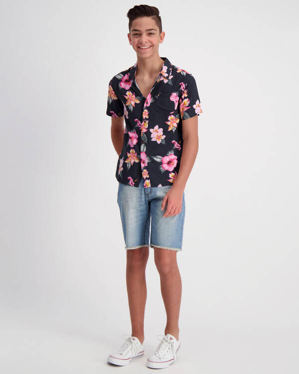 Skylark Boys' Hibiscus Short Sleeve Shirt for Mens