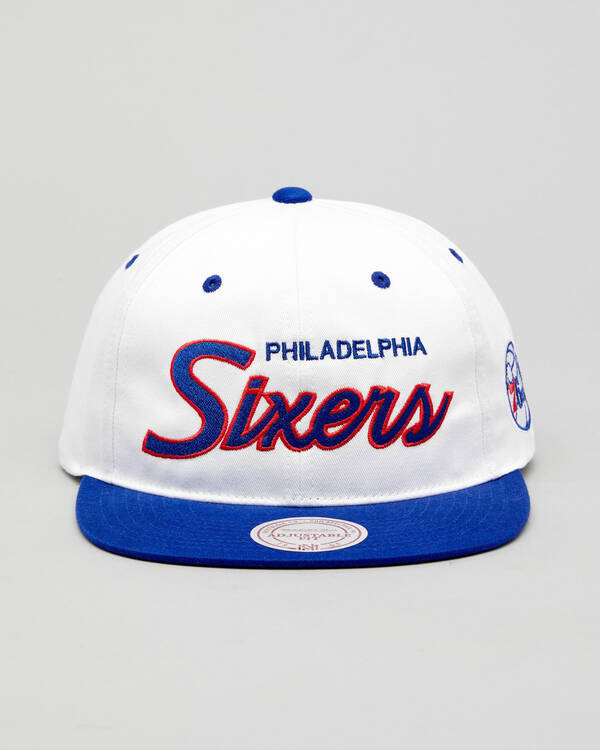 Mitchell & Ness 76ers Script Throwback Snapback for Mens