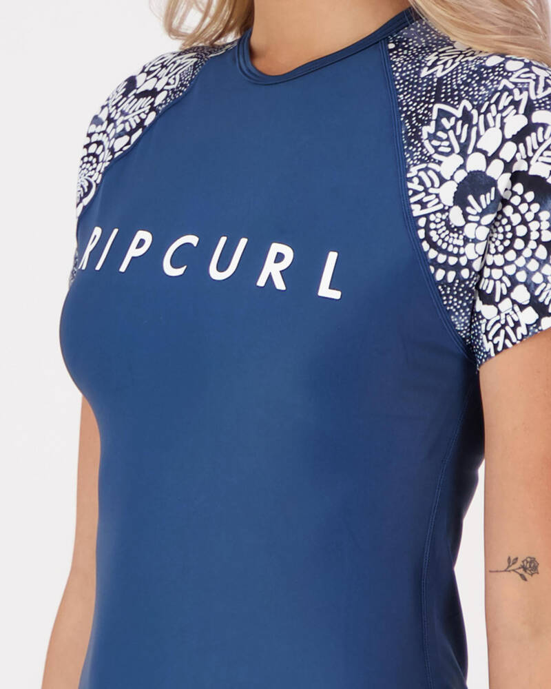 Rip Curl Coastal Tides Short Sleeve Rash Vest for Womens