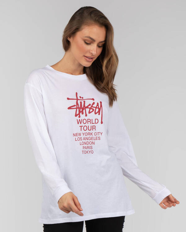 Stussy World Tour Long Sleeve T-Shirt for Womens