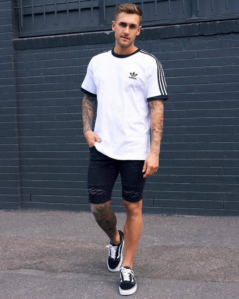 Lucid Grid Denim Shorts for Mens