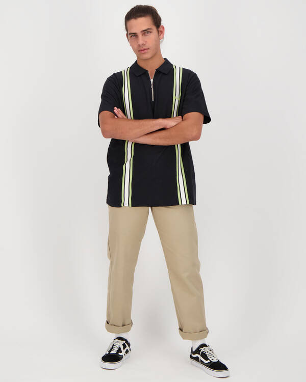 Stussy Italic Zip Polo Shirt for Mens