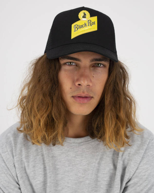 Frothies Black Rat Trucker Cap for Mens