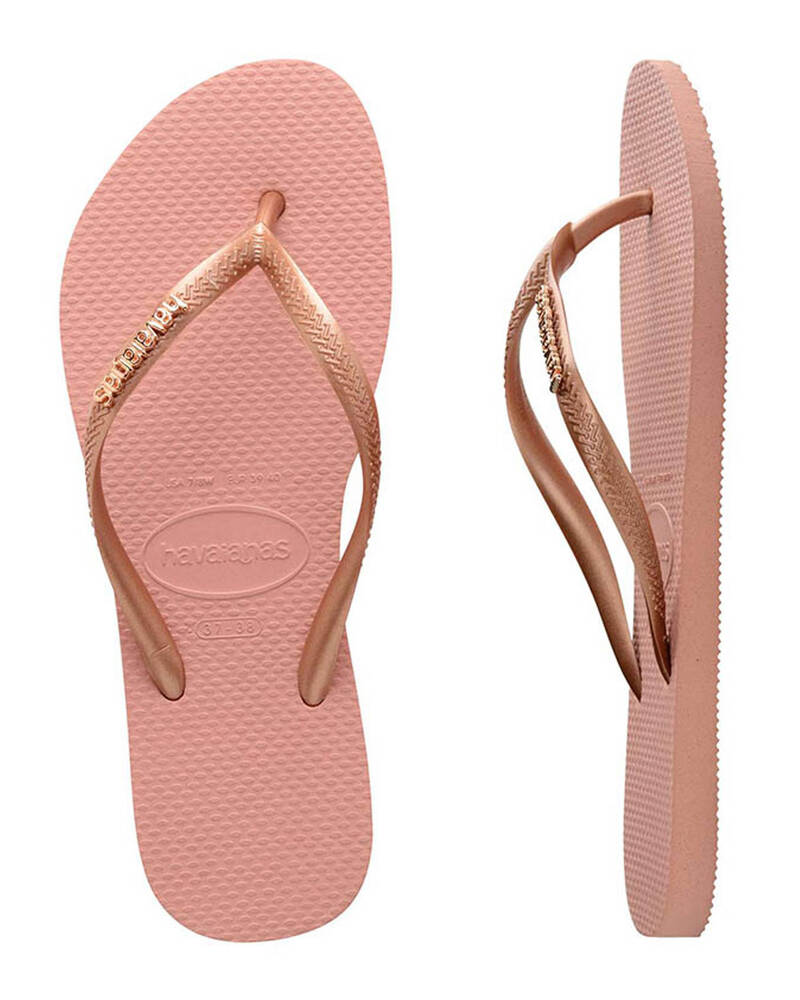 Havaianas Slim Metal Logo Thongs for Womens