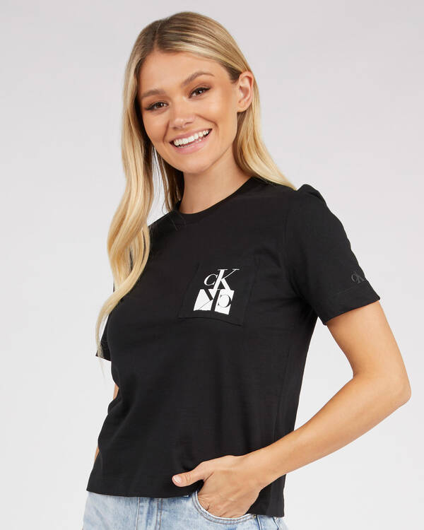 Calvin Klein Jeans Mirrored Monogram Pocket T-Shirt for Womens