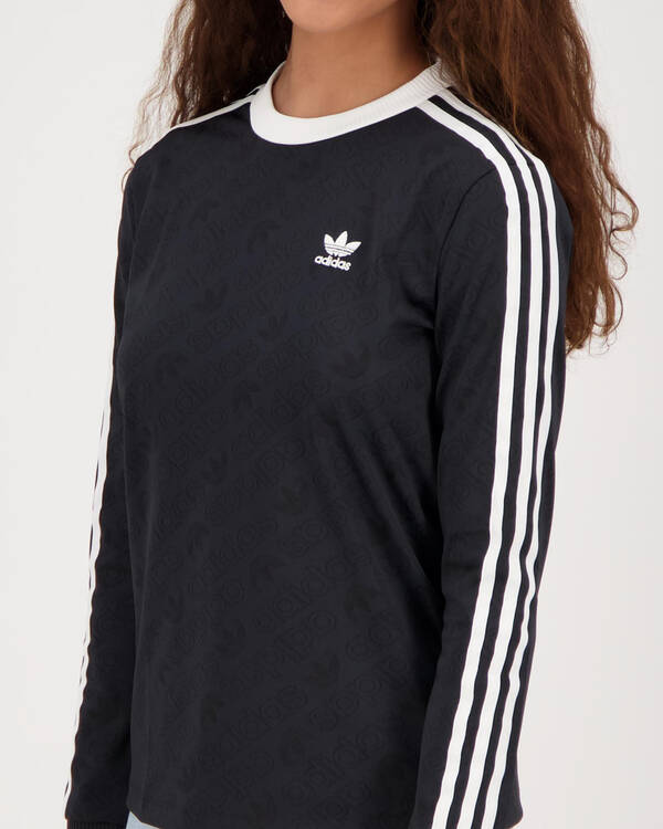Adidas 3 Stripe All Over Long Sleeve T-shirt for Womens
